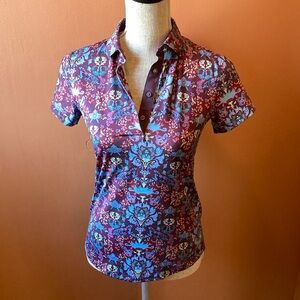 Greyson Butterflies  & Wolves short sleeve fitted polo shirt